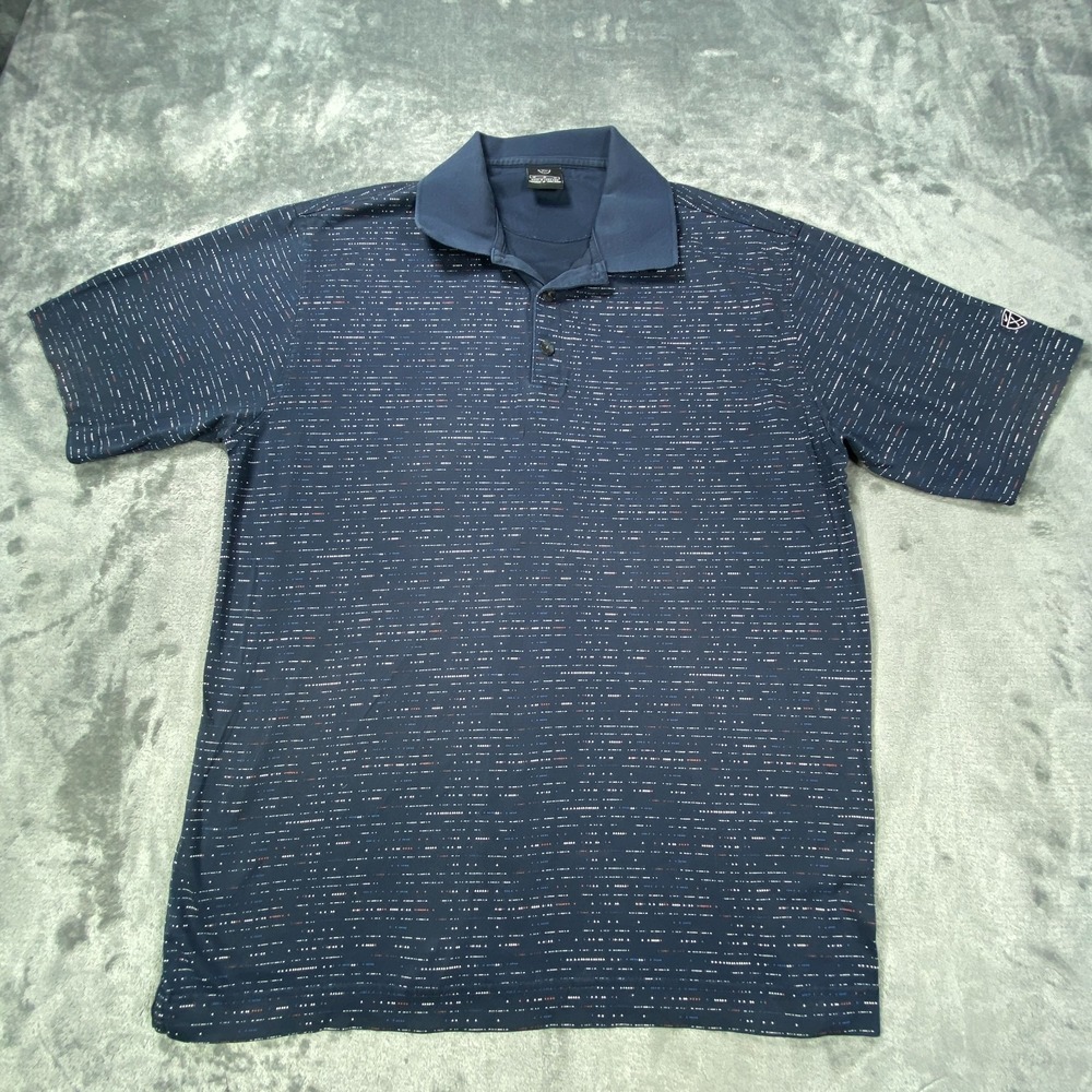 Vintage Nike Polo Shirt Medium Geometric Golf Casual Athletic Top Swoosh Y2K